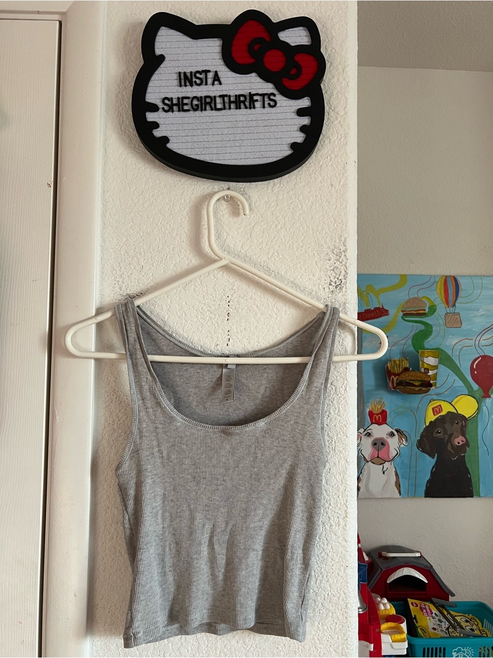 skims ribbed grey tank top